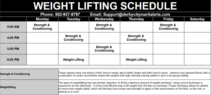 Good weight lifting schedule