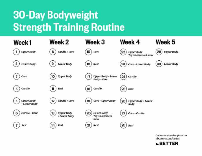 Strength weight training program